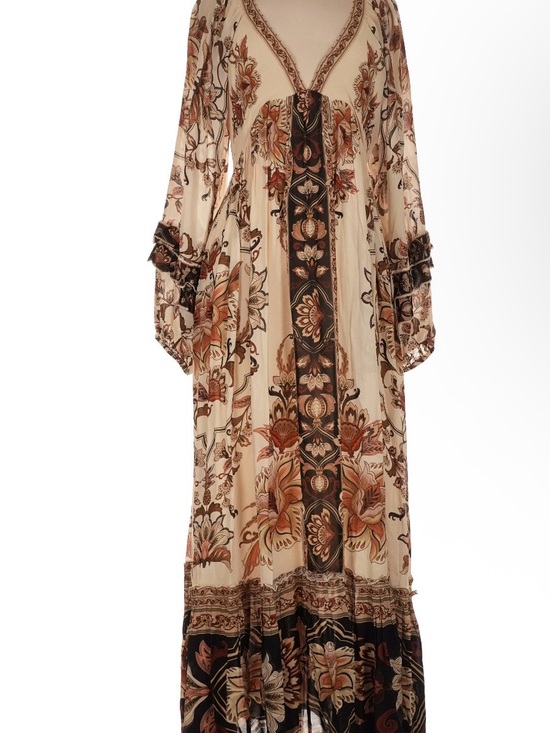 FARM Rio Dresses & Skirts - FARM Rio Cream Boho Floral Maxi Dress with Brown & Rust Accents